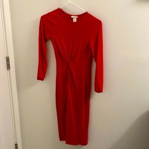 H&M knee length long sleeve RED dress
